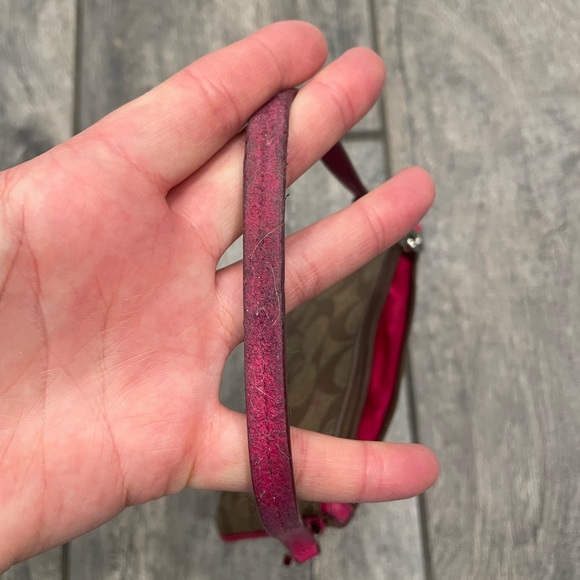 Coach Signature Brown and Pink Wristlet - Picture 4 of 6